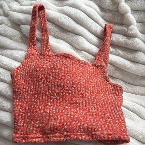 American Eagle Outfitters Red and White Tank/Crop Top